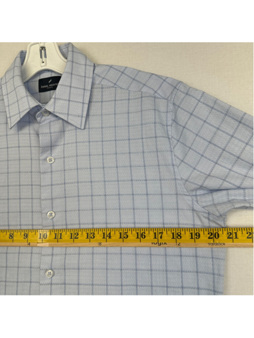 Daniel Hechter Paris Dress Shirt Blue Check Modern Fit Men's / S 14-14.5 - Picture 3 of 12